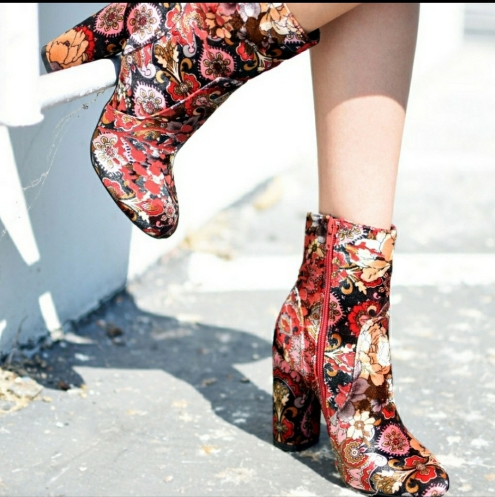 Chelsy Multi Velvet Ankle Booties